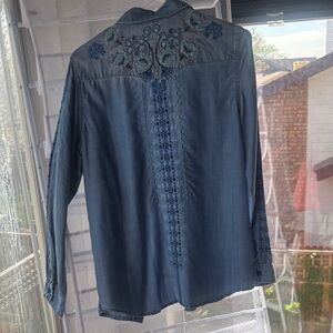 DRIFTWOOD Blue Embroidered Top with Teal Accents